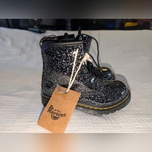 Dr Martens Black Disco Glitter 1460T Toddler Boots US 9 NEW NWT Combat